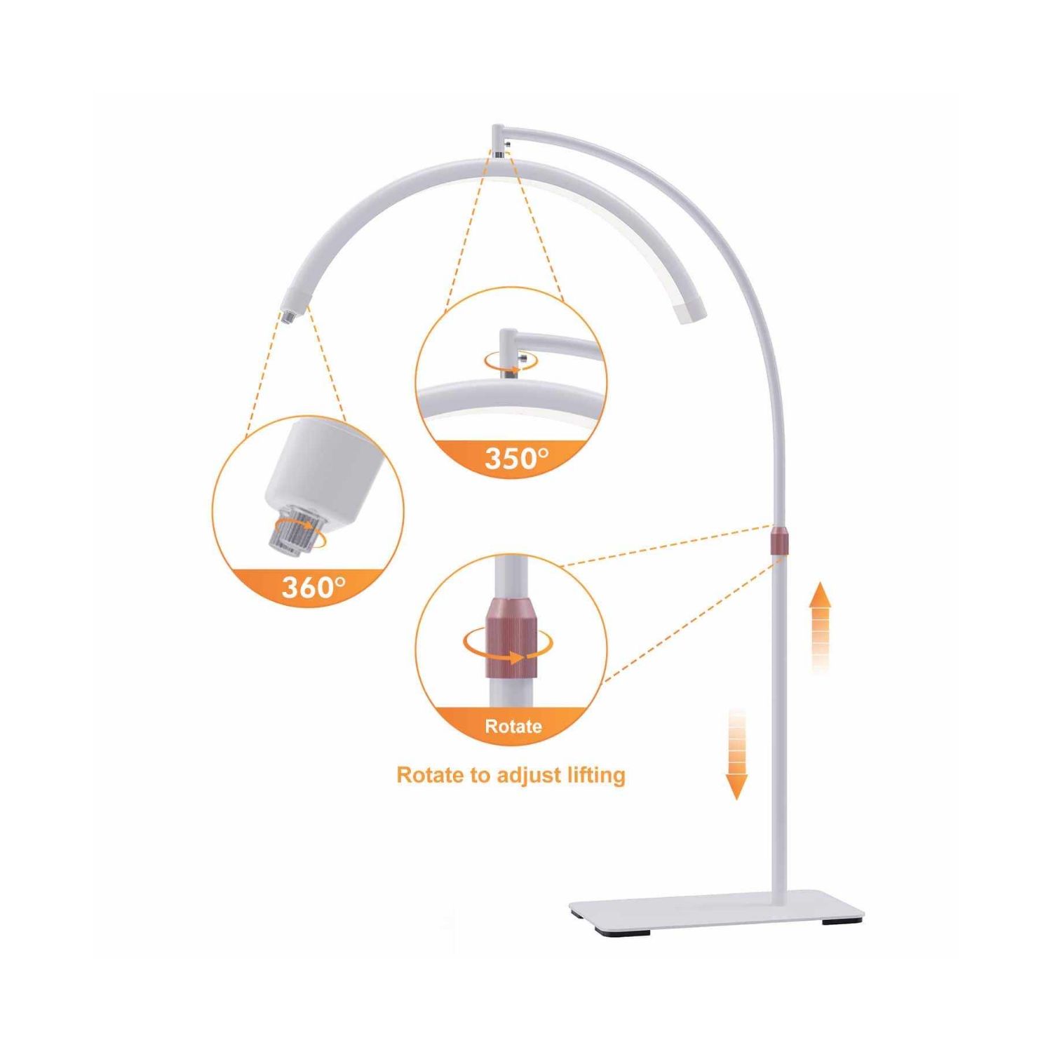 Half Moon LED Lash Light With Stand